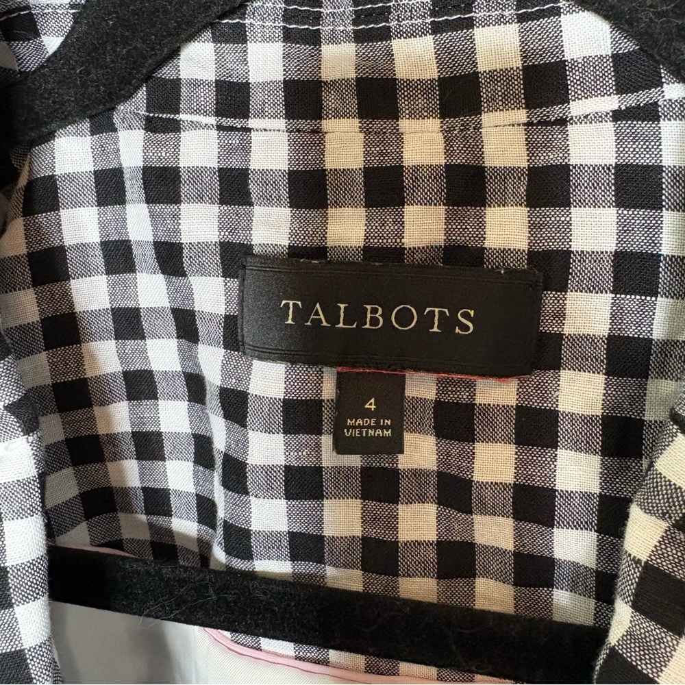 Talbots Black & White Linen Blend Gingham Blazer Size 4 - Picture 3 of 6